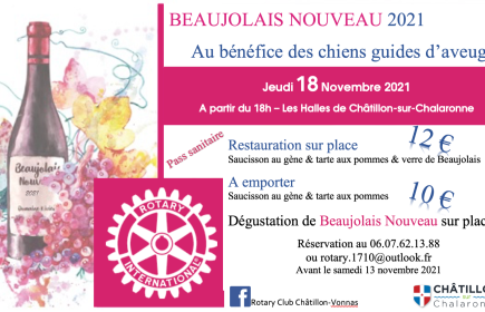 Dégustation de Beaujolais Nouveau le jeudi 18 novembre à partir de 18h30 sous les Halles de Châtillon-sur-Chalaronne !